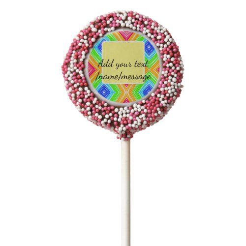 Rainbow watercolor add name text custom message chocolate covered oreo pop