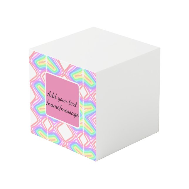 Rainbow watercolor add name text custom message cube (Front Angled)