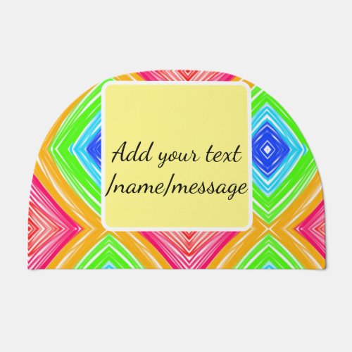Rainbow watercolor add name text custom message doormat