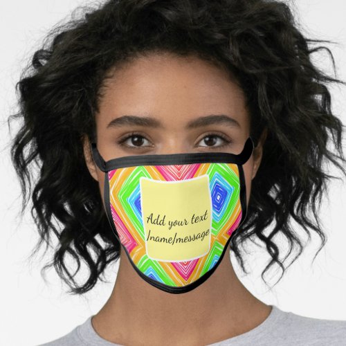 Rainbow watercolor add name text custom message face mask