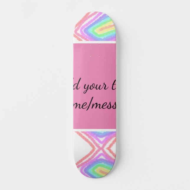 Rainbow watercolor add name text custom message skateboard (Front)