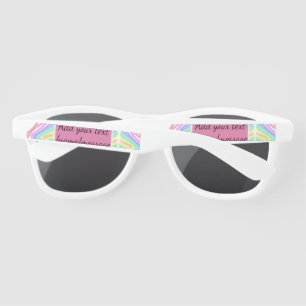 Rainbow watercolor add name text custom message sunglasses