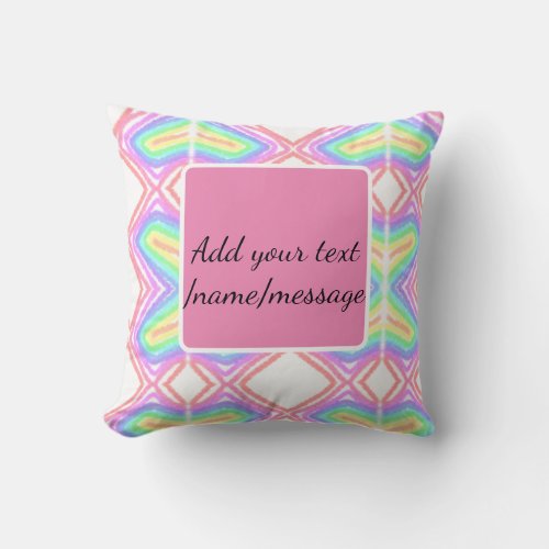 Rainbow watercolor add name text custom message throw pillow