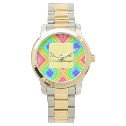 Rainbow watercolor add name text custom message watch