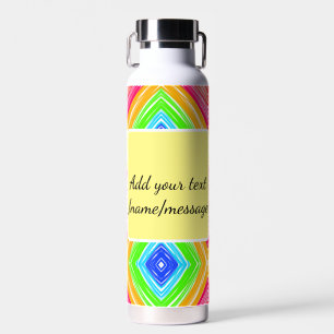 Rainbow watercolor add name text custom message water bottle