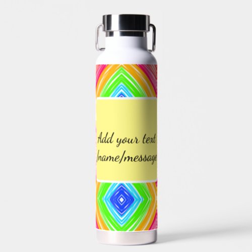 Rainbow watercolor add name text custom message water bottle