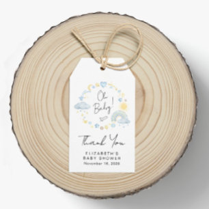 Rainbow Watercolor Baby Boy Shower Thank You Gift Tags