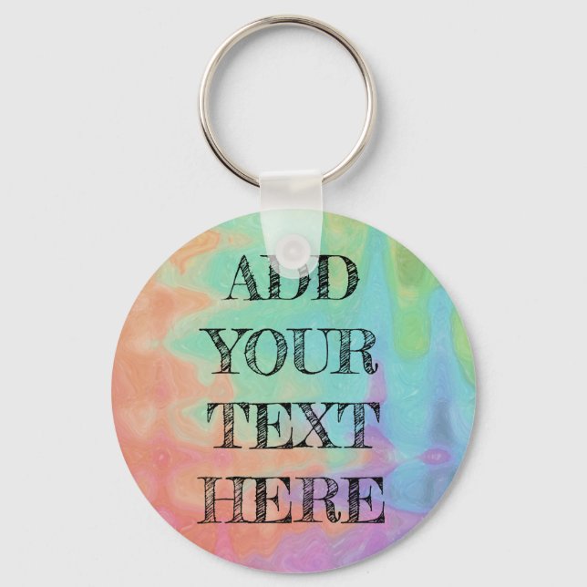 Rainbow Watercolor background Custom keychain  (Front)