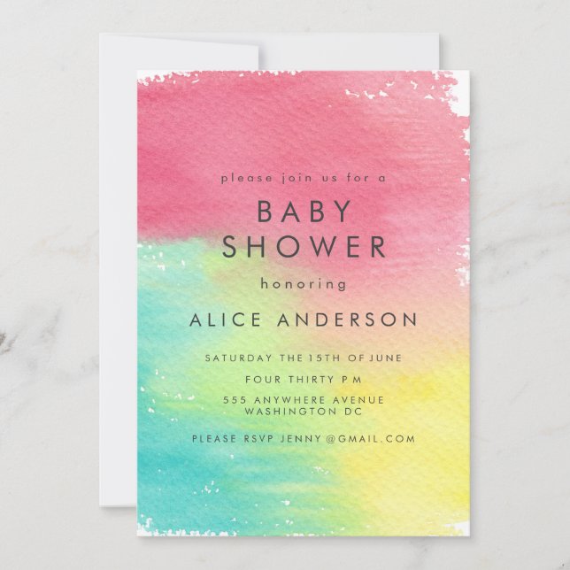 Rainbow Watercolor background printable cards (Front)