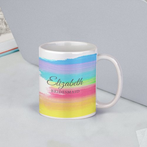 Rainbow Watercolor Beautiful Wedding Bridesmaid Coffee Mug