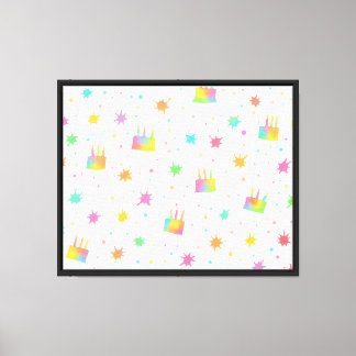 Rainbow Watercolor Birthday Cake Colorful Paint Canvas Print