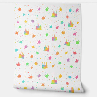 Rainbow Watercolor Birthday Cake Colorful Paint Wallpaper