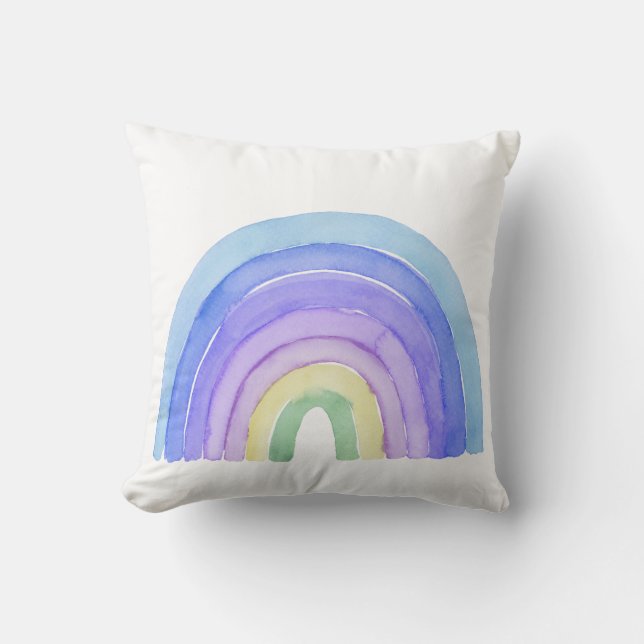 Rainbow Watercolor Boys Throw Pillow (Front)