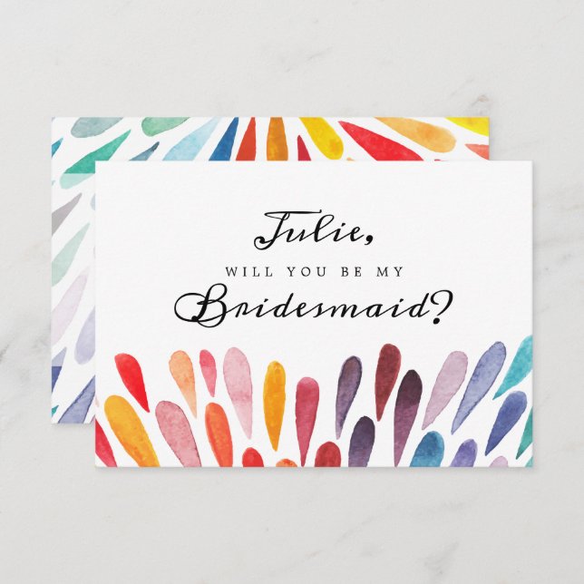 Rainbow Watercolor Bridesmaid Card (Front/Back)