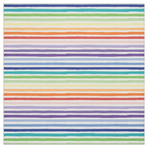 Rainbow Watercolor Brush Stripe Pattern Fabric