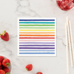 Rainbow Watercolor Brush Stripe Pattern Napkins