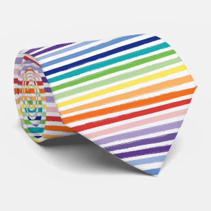 Rainbow Watercolor Brush Stripe Pattern Neck Tie