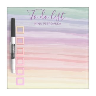 Rainbow Watercolor Brush Strokes To Do List  Dry Erase Board
