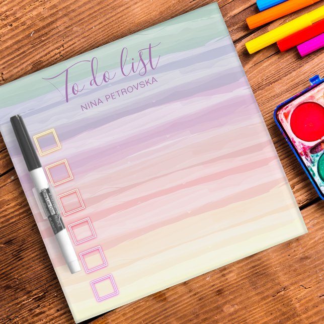 Rainbow Watercolor Brush Strokes To Do List  Dry Erase Board (Creator Uploaded)