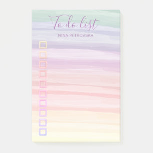 Rainbow Watercolor Brush Strokes To Do List Post-it Notes