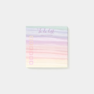 Rainbow Watercolor Brush Strokes To Do List Post-it Notes