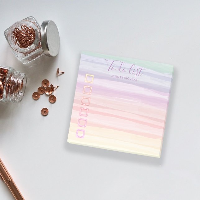 Rainbow Watercolor Brush Strokes To Do List Post-it Notes (Creator Uploaded)