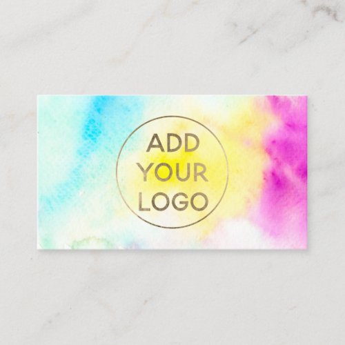 Rainbow watercolor brushstroke upload your logo business card