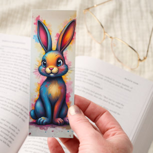 Rainbow Watercolor Bunny Cute Rabbit Art Bookmarks