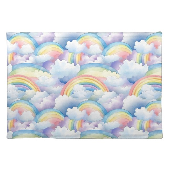 Rainbow Watercolor Cloth Placemat (Front)