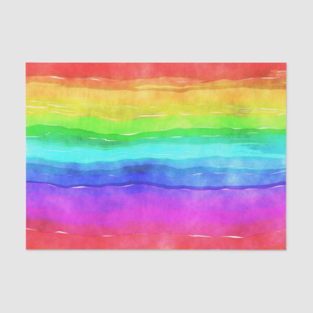 Rainbow Watercolor Colorful  Decoupage Tissue Paper (Front)