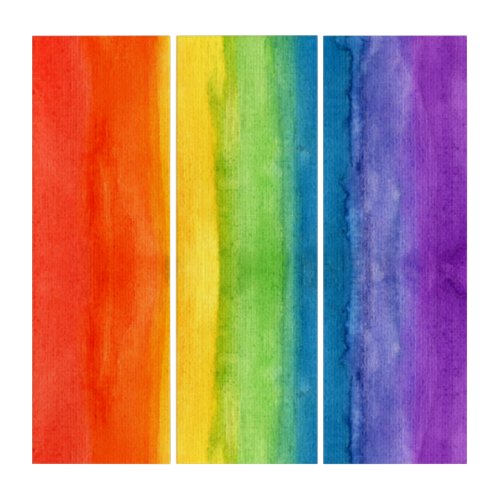 Rainbow Watercolor Colorful Modern Triptych