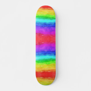 Rainbow Watercolor Colorful  Skateboard