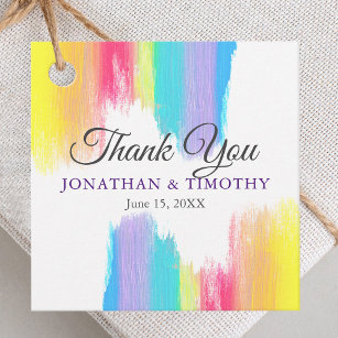 Rainbow Watercolor Colorful Wedding Thank You Favor Tags