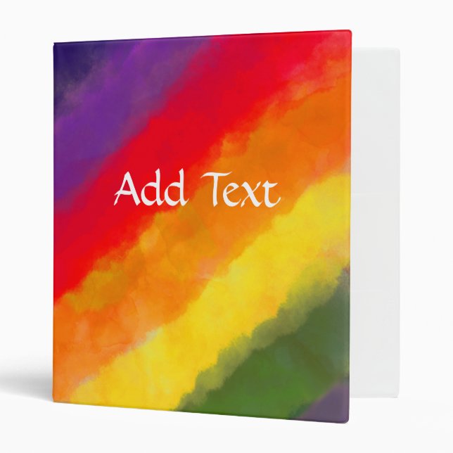 Rainbow Watercolor Custom 3 Ring Binder (Front/Inside)