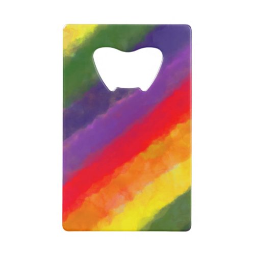 Rainbow Watercolor Custom Credit Card Bottle Opener