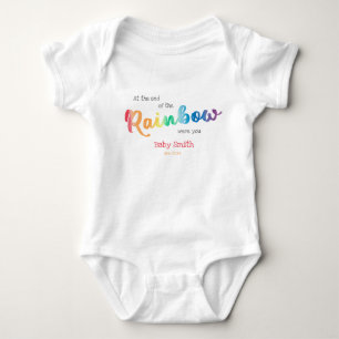 Rainbow watercolor custom due date and name baby bodysuit