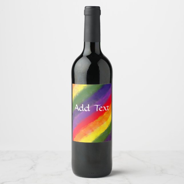 Rainbow Watercolor Custom Wine Label (Front)