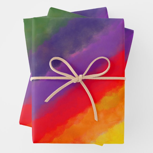 Rainbow Watercolor Custom Wrapping Paper Sheets (In situ)