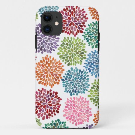 Rainbow Watercolor Dahlia Flowers Iphone 5 Case