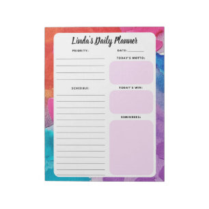 Rainbow Watercolor Daily To-Do List Notepad