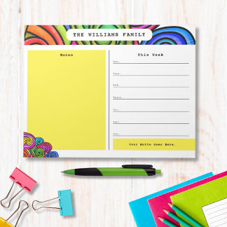 Rainbow Watercolor Doodle Calendar Notepad