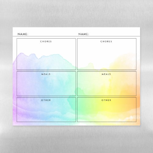 Rainbow Watercolor Double Daily Organizer Magnetic Dry Erase Sheet