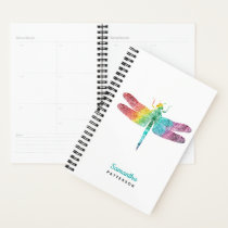 Rainbow Watercolor Dragonfly Personalized Feminine Planner