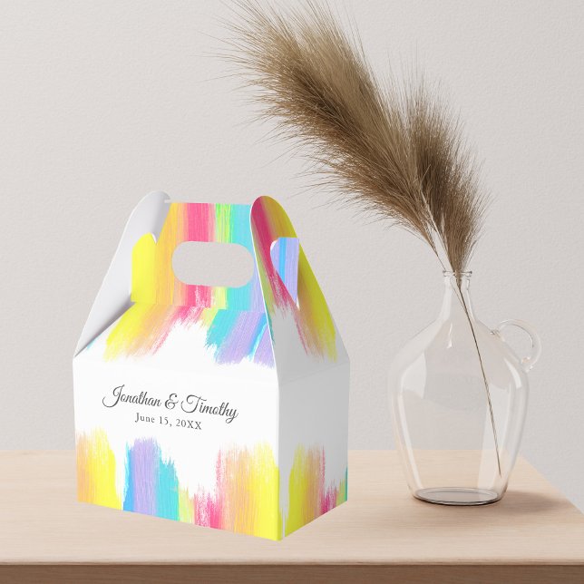 Rainbow Watercolor Elegant Modern LGBT Wedding Favor Boxes (Creator Uploaded)