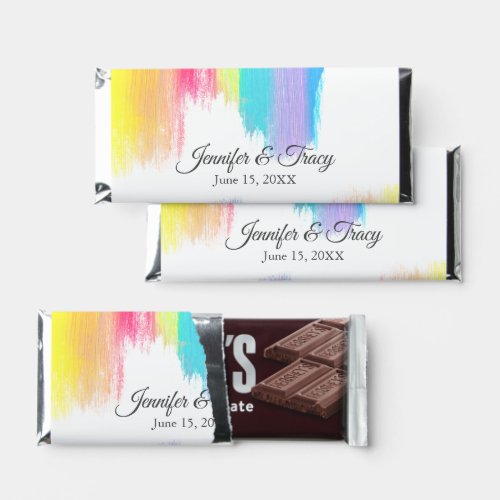 Rainbow Watercolor Elegant Modern LGBTQ Wedding Hershey Bar Favors