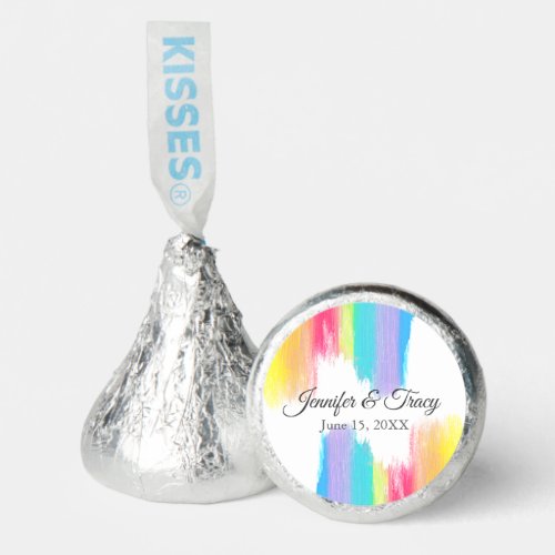 Rainbow Watercolor Elegant Modern LGBTQ Wedding Hersheys Kisses