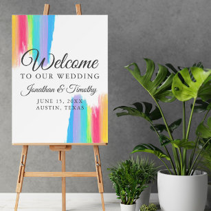 Rainbow Watercolor Elegant Welcome to Our Wedding Foam Board