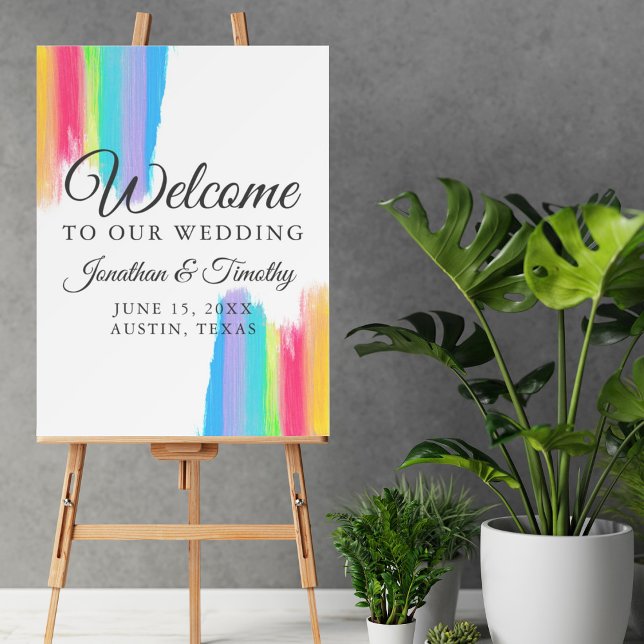 Rainbow Watercolor Elegant Welcome to Our Wedding Foam Board (Creator Uploaded)