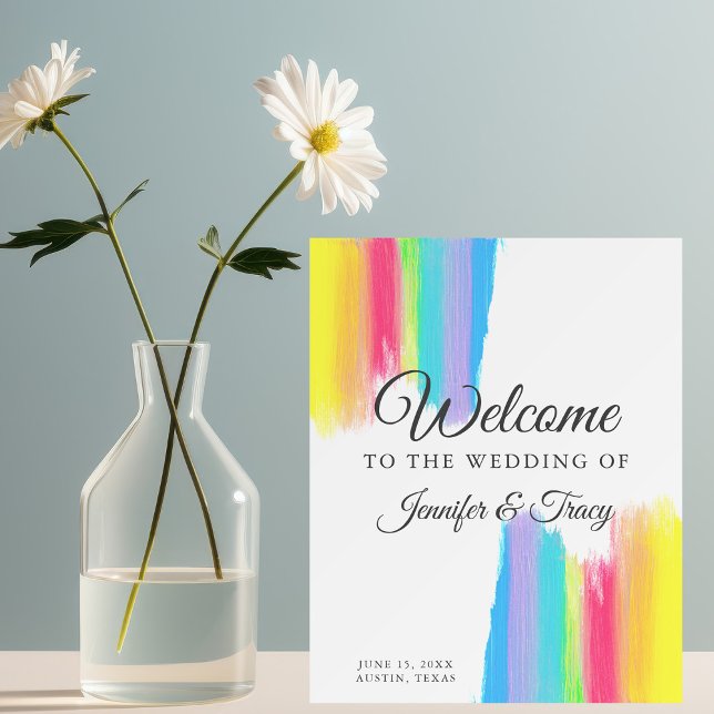 Rainbow Watercolor Elegant Welcome to Our Wedding Foam Board (Creator Uploaded)