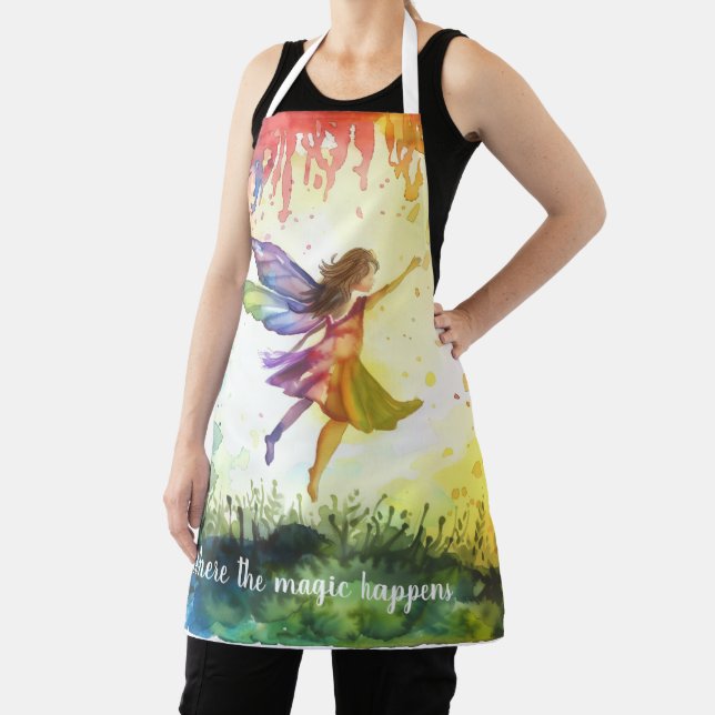 Rainbow Watercolor Fairy – Magical Fantasy Apron (Insitu)